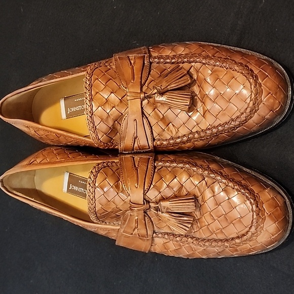 Mens Johnston Murphy Brown Basket Weave Tassel Loafers Size 10M - Picture 1 of 8